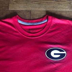 Nike Red UGA Dri-FIT shirt with Georgia logo
